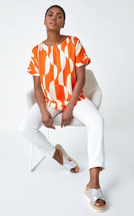 Roman Geometric Print Woven Top