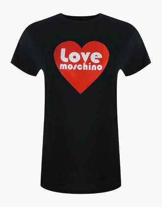 Love Moschino Womens Love Moschino Heart Logo Black T-Shirt - Size: 18/16
