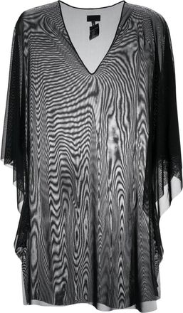 Fisico sheer V-neck tunic - women - Polyamide/Spandex/Elastane - S - Black