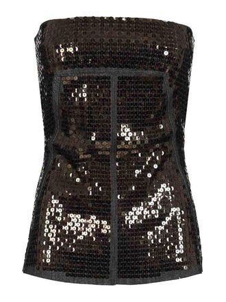 Rick Owens Denim Bustier Top With Sequins