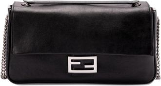 Fendi Baguette Chain Large Schoudertas - Dames - Schoudertassen - Zwart - ONE Size - Leer - Tassen