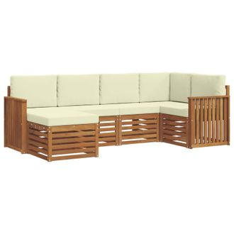 vidaXL Conjunto De Sof&aacute; Seccional Con Coj&iacute;n 6 Pcs Natural Y Crema Vidaxl