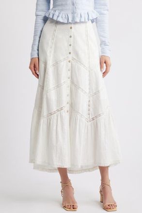 LoveShackFancy Ritson Cotton Skirt in White at Nordstrom, Size Xx-Small
