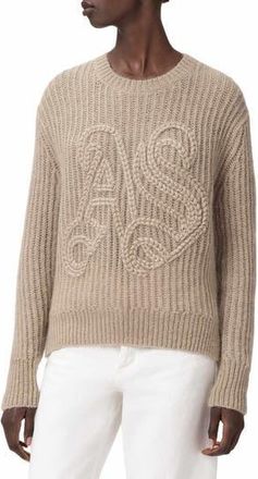 AllSaints Chain Stitch Monogram Mohair & Merino Wool Blend Sweater in Barley White at Nordstrom Rack, Size X-Small
