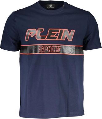 Plein Sport Tops, Heren, Blauw, L, Katoen, Short Sleeve T-Shirt