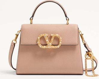Valentino Garavani Valentino Garavani Vsling Small Handbag In Grainy Calfskin With Jewel Logo Wo