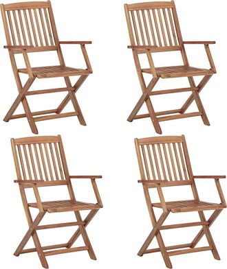 vidaXL Sillas De Jard&iacute;n Plegables 4 Unidades Madera Maciza De Acacia Vidaxl