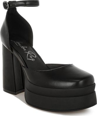 London Rag Araminta Block Heel Platform Pump in Black at Nordstrom Rack, Size 6.5