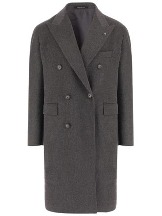 Tagliatore Grey Wool Double-Breasted Coat