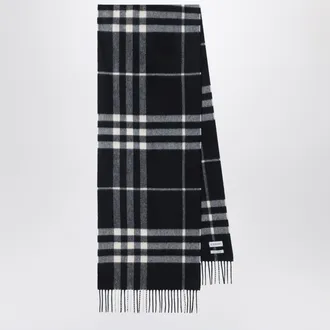 Burberry Sciarpa Check in cashmere nera