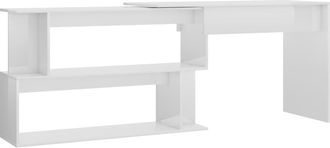 vidaXL Vidaxl - Escritorio De Esquina Contrachapada Blanco Brillo 200x50x76 Cm