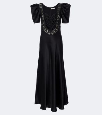 Rodarte Vestido de fiesta de sat&eacute;n de seda con encaje