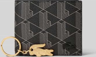 Lacoste Portemonnaie mit Allover-Muster Modell Noir Gris in Black, Gr&ouml;&szlig;e 1