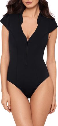 Magic Suit By Miraclesuit Clara Scuba Underwire One-Piece Swimsuit in Black at Nordstrom, Size 14