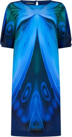 Alberta Ferretti Lange Jurk met Korte Mouwen - Dames - Korte kleedjes - Blauw - L - Kleedjes