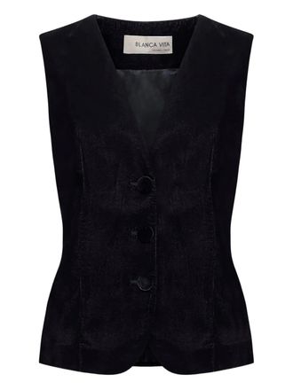 Blanca Vita velvet button jacket - women - Polyester - 40 - Grey