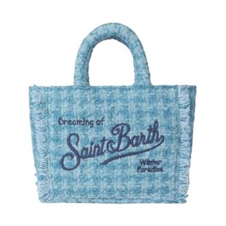 MC2 Saint Barth Tassen, Dames, Blauw, ONE Size, Tweed, Vanity Mini Tweed Handtas