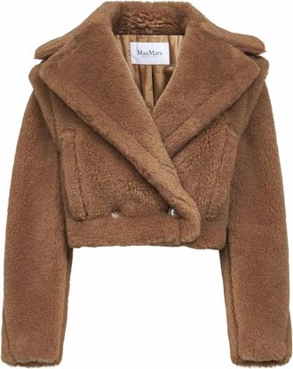 Max Mara Santos Teddy Cropped Jacket - Dames - Jassen - Bruin - XS - Wol - Jassen