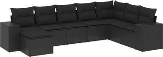 vidaXL Set De Sof&aacute;s De Jard&iacute;n 8 Piezas Y Cojines Rat&aacute;n Sint&eacute;tico Negro Vidaxl