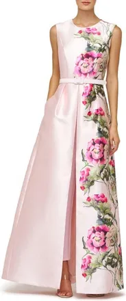 Kay Unger Finley Floral Walk-Through Jumpsuit in Blush at Nordstrom, Size 10