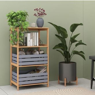 Vicco Librer&iacute;a Novaro, Bamb&uacute;, 48.3 X 87.9 Cm Con 4 Compartimentos Abiertos