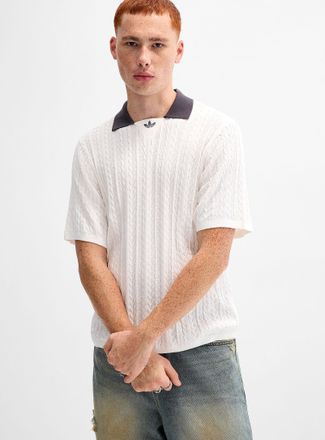 adidas Mens Twisted-cable soccer Polo Shirt Loose fit