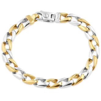 Pompeii3 Mens Link 14k Gold (32gram) or Platinum (52gram) 8.5mm Bracelet 9