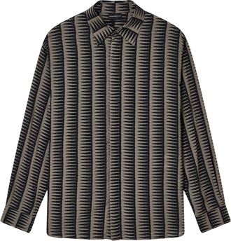 Emporio Armani Lichtgewicht overhemd met grafische print - Heren - Casual Overhemden - Bruin - L - Overhemden