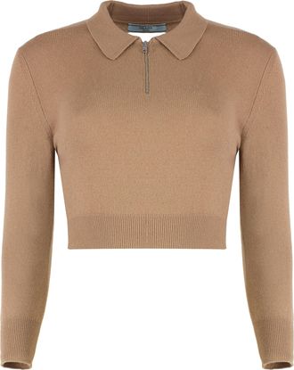 Prada Womens Camel Cashmere Sweater - Tan - Size EU 38 (Womens)