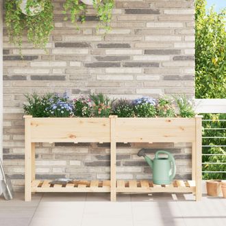 Berkfield Home Garden Planter with Grids 161x43x76 cm Solid Wood Fir in Beige | Size: 161 x 43 x 76 cm