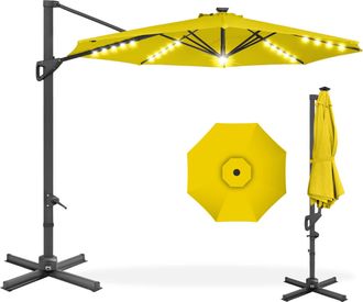 Best Choice Products 10ft 360-Degree Solar LED Lit Cantilever Patio Umbrella, Outdoor Hanging Shade