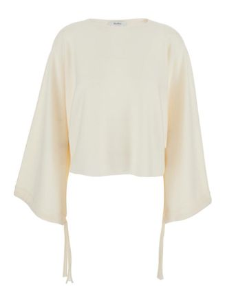 Max Mara White Solid Round Neck Sweater