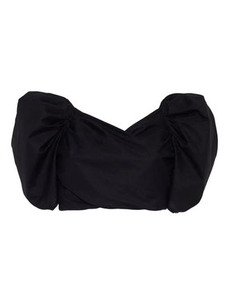 Cara Cara puff-sleeve wrap top - women - Cotton - M - Black