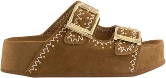Colors Of California Dune Platform Sandaal - Dames - Sandalen - Beige - 36 EU - Leer - Schoenen