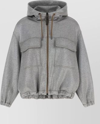 Brunello Cucinelli hooded bomber jacket zipper detail pockets