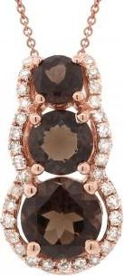 Allurez 0.10ct Diamond & 0.75ct Smokey Topaz 14k Rose Gold Pendant Necklace