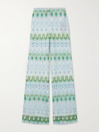 Missoni Pantaloni In Maglia Crochet Metallizzata - Blu