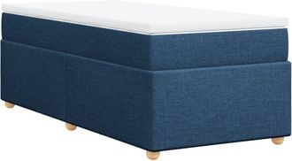 vidaXL Cama Box Spring Con Colch&oacute;n Tela Azul 80x200 Cm Vidaxl