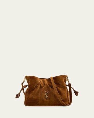 Saint Laurent Jamie YSL Quilted Suede Shoulder Bag