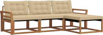 vidaXL Conjunto De Sof&aacute;s De Exterior 4 Uds. Natural Y Beige Vidaxl