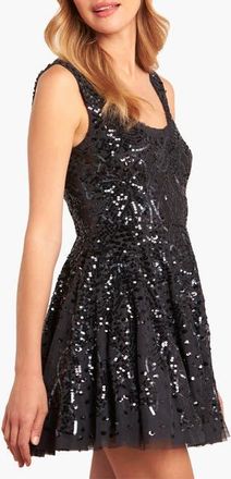 Needle & Thread Sequin Ribbon Mini Dress in Graphite at Nordstrom, Size 6
