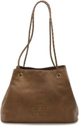Gucci Pre-owned Shoulder Bags, female, Brown, Size: ONE SIZE Pre-owned Leather Shoulder Tote Bag 419689