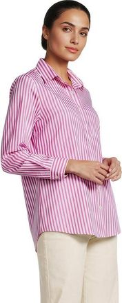 Lands End No Iron Supima Cotton Long Sleeve Shirt in White/apple Blossom Stripe at Nordstrom, Size 27