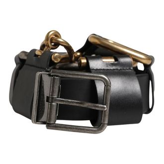 Dolce & Gabbana Belts, male, Black, Size: ONE SIZE Classic Leather Metal Buckle Belt