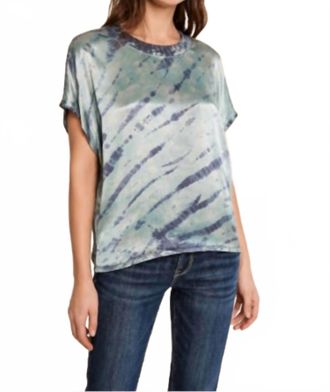 Michael Stars Flow Satin Tie Dye Tee In Lt Blue Combo