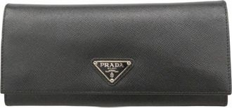 Prada Black Leather Long Wallet (Bi-Fold) (Pre-Owned)