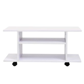 HOMCOM TV Stand Bookshelf Cabinet Modern 3 Tier shelf Storage Shelves Table Wheels in White - Home Living | TJ Hughes