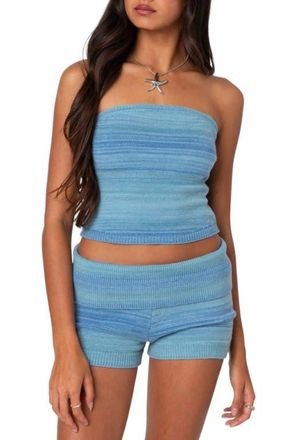 Edikted Daytona Space Dye Knit Strapless Top in Blue at Nordstrom, Size X-Small