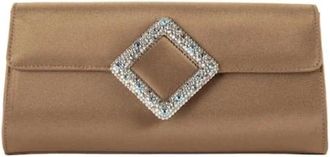 Anna Cecere Clutch de sat&eacute;n con cierre decorado con piedras - Bags - Mujer - Beige - ONE SIZE