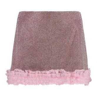 Self Portrait Rokken, Dames, Roze, S, Polyester, Pink Crystal Chainmail Mini Skirt